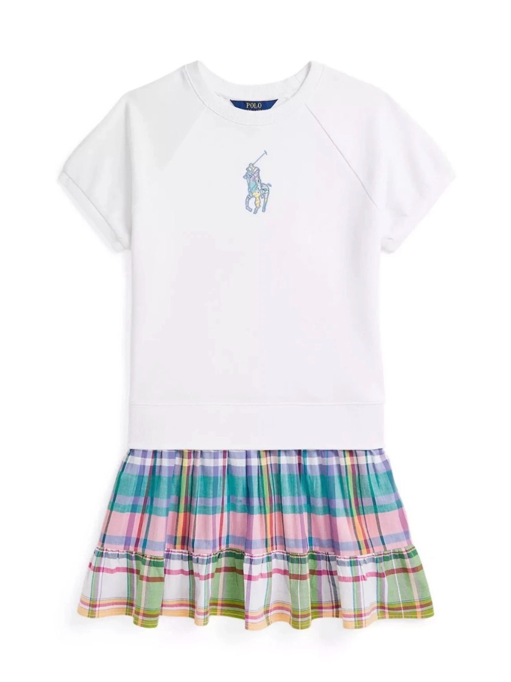 Girl's Dresses Polo Ralph Lauren Kids Big Pony Plaid-Skirt Terry Dress M 8-10